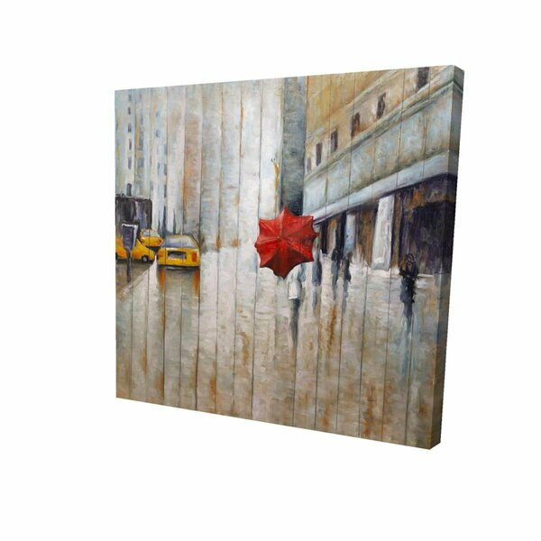Fondo 32 x 32 in. Red Umbrella in the Street-Print on Canvas FO2788005